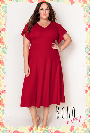 Lady in Red Midi Dress