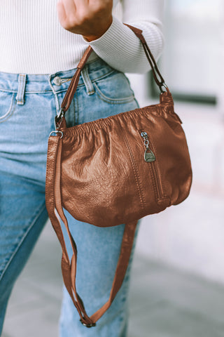 Vintage Leather Pleated Shoulder Bag