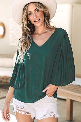Freehold 3/4 Pleated Sleeve Blouse