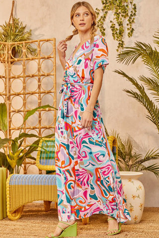 Santorini Abstract Printed Maxi Dress