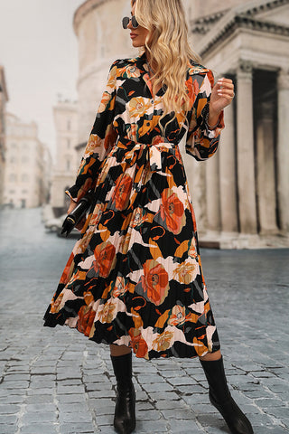 Clearwater Floral Print Belted Midi Dress