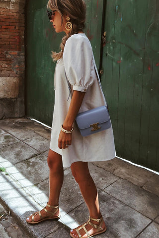 Levuka Lace-Up Short Sleeve Shift Dress