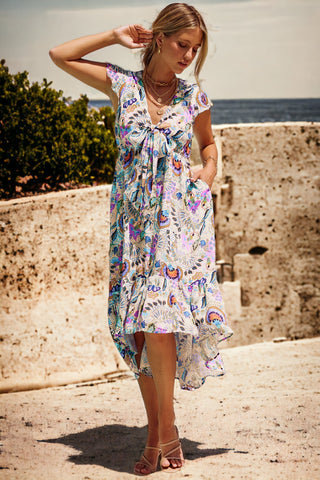 Anguilla Bohemian Floral Print Maxi Dress