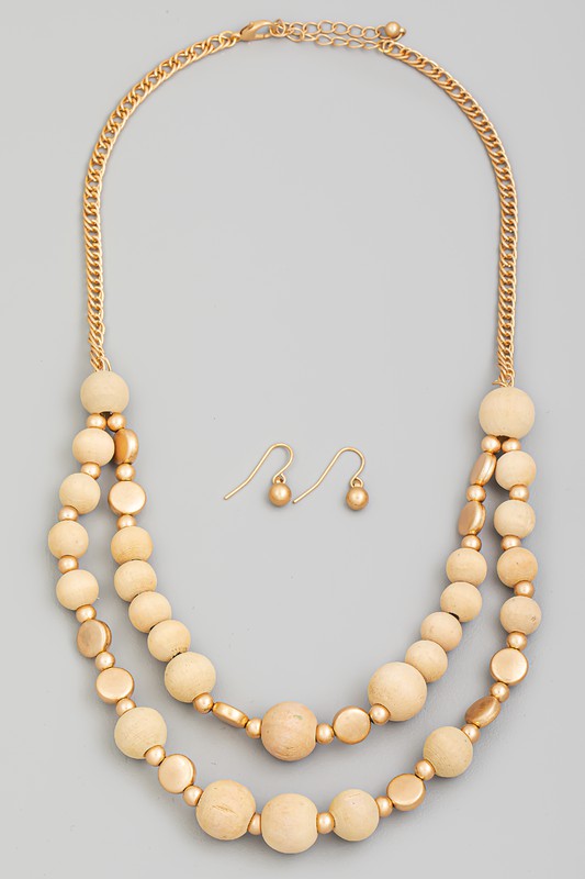 Just Bead It Layered Necklace and Earrings Set