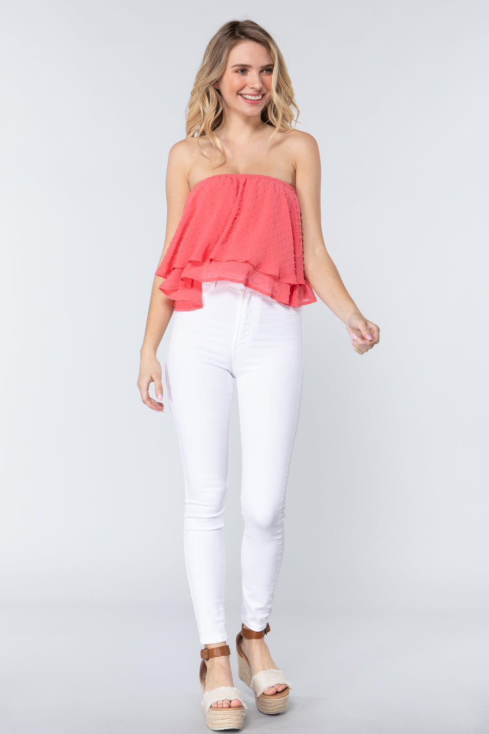 Cropped in Coral Tube Top