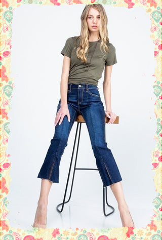 We'll Never Part Piped Cropped Flare Jean