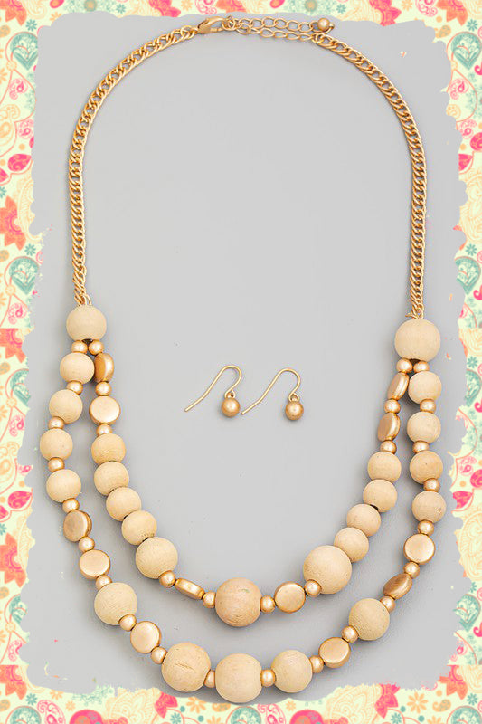 Just Bead It Layered Necklace and Earrings Set